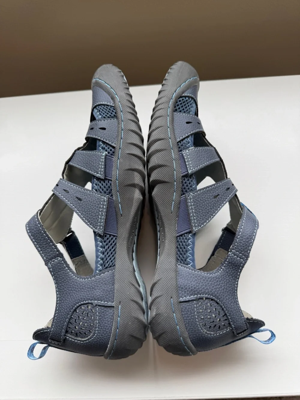 JBU Size 9 Mary Jane Sandals Gray Blue Comfort Memory Foam Casual Travel - Picture 3 of 8